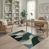 Blue and Teal Wave Geometric Area Rug
