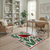 Red Cardinal Fern Area Rug