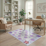 Kawaii Cat Paw Print Kids Area Rug