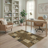 Geometric Modern Brown Tan Woven Geometric Area Rug