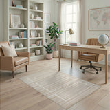 Beige and Neutral Geometric Modern Beige Geometric Striped Area Rug