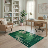 Emerald Green Palm Silhouette Coastal Rug