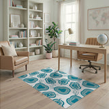 Teal Whimsical Pear Fruit Pattern Area Rug