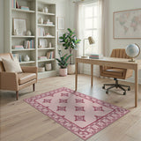 Pink Traditional Persian Elegant Pink Floral Persian Area Rug