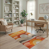 Orange Sunset Horizon Geometric Area Rug