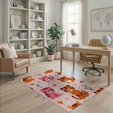 Cute Cartoon Tiger Cubs Pink Area Rug