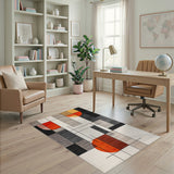 Multi-color and Patterns Bold Geometric Orange Area Rug