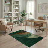 Green Emerald Wave Geometric Area Rug