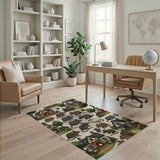 Whimsical Mice Village Rustic Farmhouse Rug