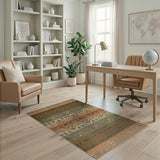 Teal Green and Terracotta Southwestern Area Rug