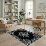 Ornate Black White Mandala Area Rug