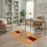 Beige and Neutral Basketball Court Area Rug
