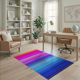 Vibrant Rainbow Horizontal Stripe Multi-color and Patterns Area Rug