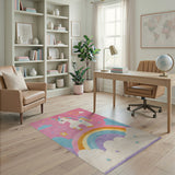 Unicorn Rainbow Pink Kids Area Rug