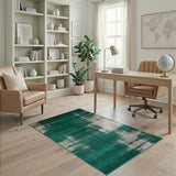 Emerald Green Abstract Brushstroke Area Rug