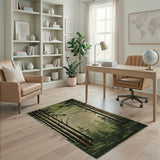 Rustic Farmhouse Pine Forest Silhouette Area Rug