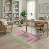 Modern Pink and Mint Geometric Area Rug