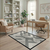 Modern Grey Zigzag Geometric Area Rug