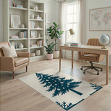 Navy Christmas Tree Silhouette Area Rug