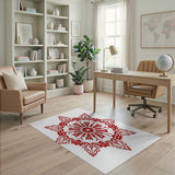 Ornate Red Mandala Area Rug
