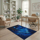 Starry Cosmos Blue Geometric Area Rug