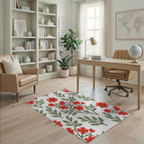 Vibrant Red Floral Area Rug