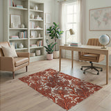 Ornate Orange Vine Leaf Floral Rug
