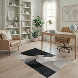 Modern Geometric Abstract Black White Area Rug