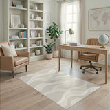 Beige Wave Pattern Area Rug