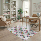 Floral Vintage Pink Whimsical Pink Floral Pattern Area Rug