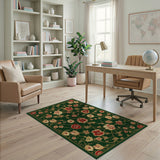 Green Floral Vintage Emerald Green Floral Vintage Area Rug