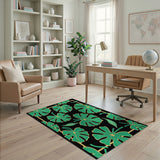 Vibrant Green Monstera Leaf Area Rug