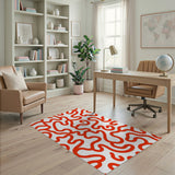 Red Bold Red Squiggle Abstract Area Rug