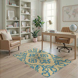Blue and Teal Elegant Blue Floral Medallion Area Rug
