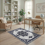 Navy Blue Persian Medallion Blue and Teal Area Rug