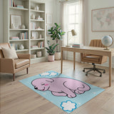 Cute Pink Sleeping Puppy Cartoon Area Rug
