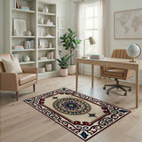 Multi-color and Patterns Intricate Multi-Color Persian Medallion Area Rug