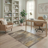 Brown Tan Distressed Geometric Area Rug
