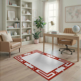 Bold Red Geometric Frame Area Rug