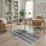 Bold Black White Zigzag Plaid Area Rug