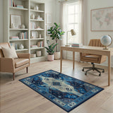Blue and Teal Geometric Modern Blue Teal Geometric Modern Area Rug