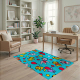 Playful Cartoon Puppies Balloons Area Rug