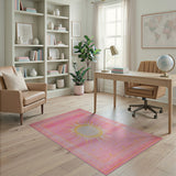 Pink Sunburst Boho Chic Area Rug