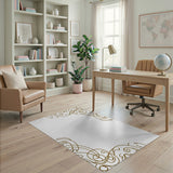 Elegant Gold Swirl Border Area Rug