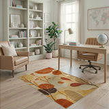 Orange Abstract Leaf Area Rug