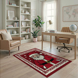 ODIKA Festive Santa Claus Christmas Washable Area Rug, Non-Slip Low Pile Holiday Home Decor