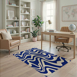 Wavy Navy Abstract Area Rug