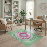 Pink Radiant Flower Mandala Area Rug