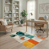 Teal Geometric Face Area Rug