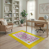 Sunny Yellow Kids Alphabet Rug with Pink Letters